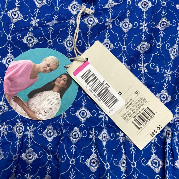 RHODE Women's Eyelet Mini Dress LINED with Pockets Light Blue Sz M - MSRP: $35 - Picture 15 of 15